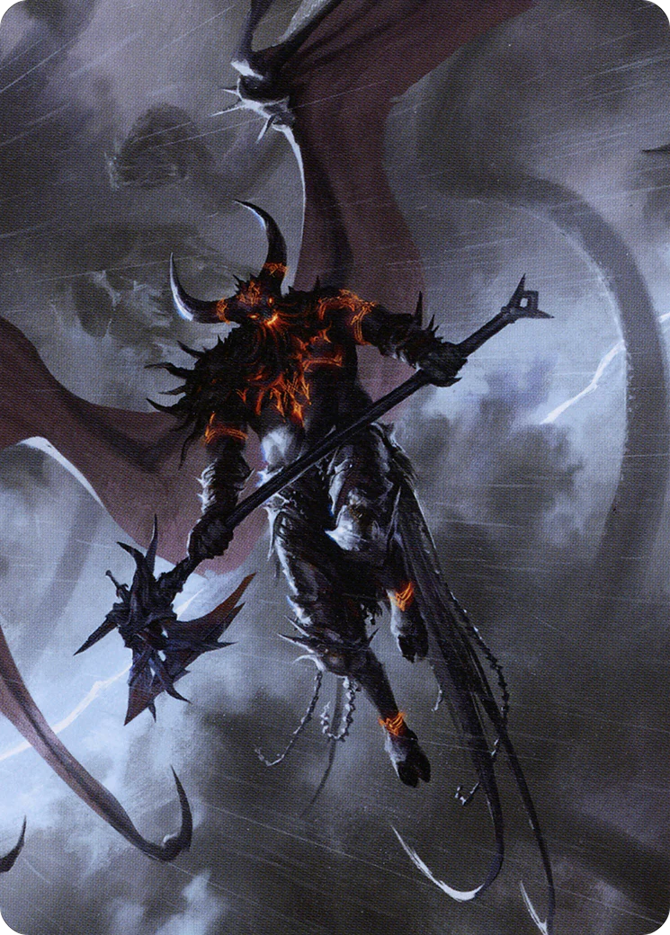 Burning-Rune Demon Art Card (ASKHM-020) - Art Series: Kaldheim (Borderless) - Image 5