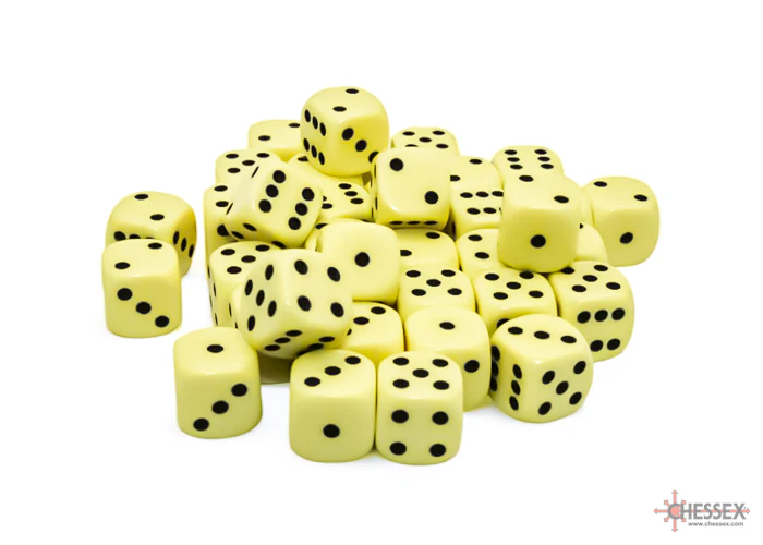 Chessex Opaque: 12MM D6 Pastel Yellow/Black (36)