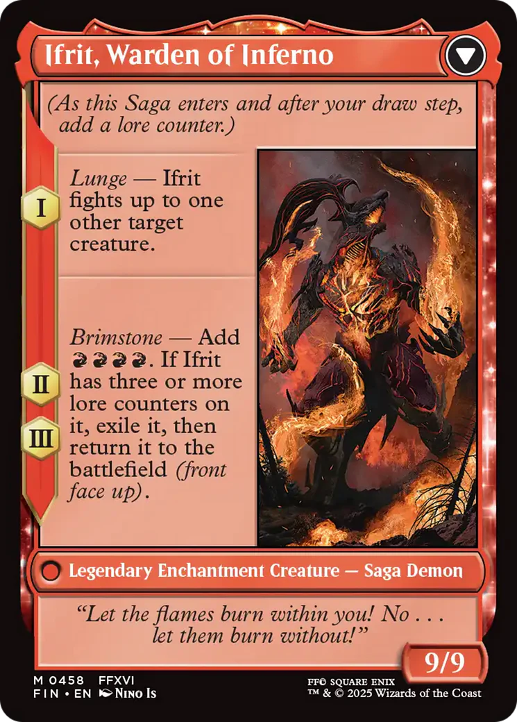 Clive, Ifrit's Dominant // Ifrit, Warden of Inferno (FIN-458) - FINAL FANTASY: (enchantment, Extended Art) Foil - Image 2