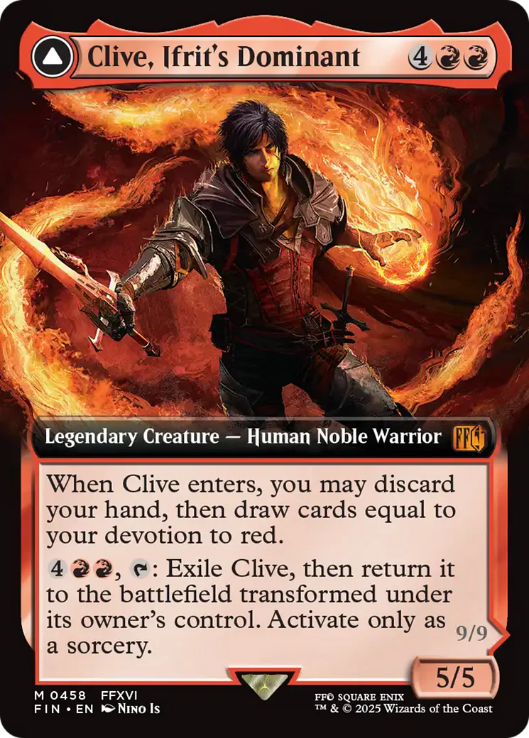 Clive, Ifrit's Dominant // Ifrit, Warden of Inferno (FIN-458) - FINAL FANTASY: (enchantment, Extended Art) Foil - Image 4