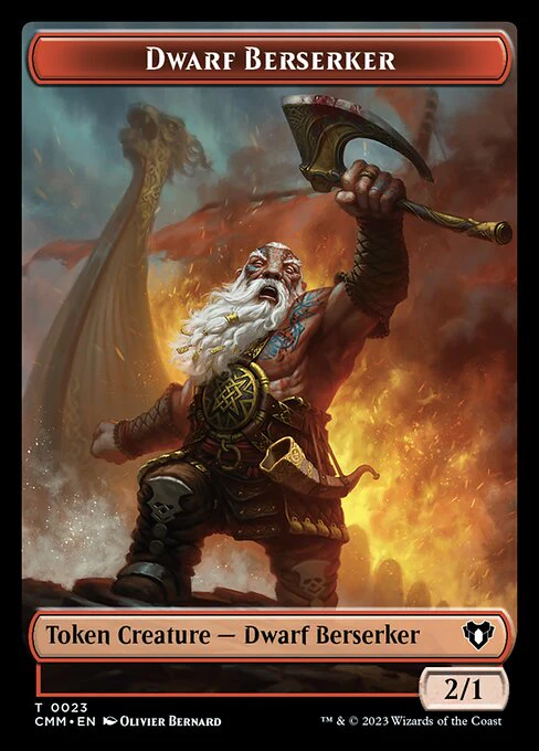 Elemental (0026) // Dwarf Berserker Double-Sided Token [Commander Masters Tokens] - Image 2