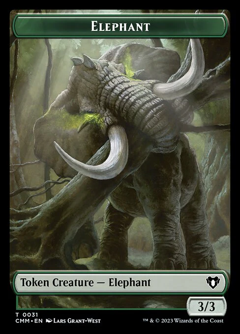 Elemental (0026) // Elephant Double-Sided Token [Commander Masters Tokens] - Image 2