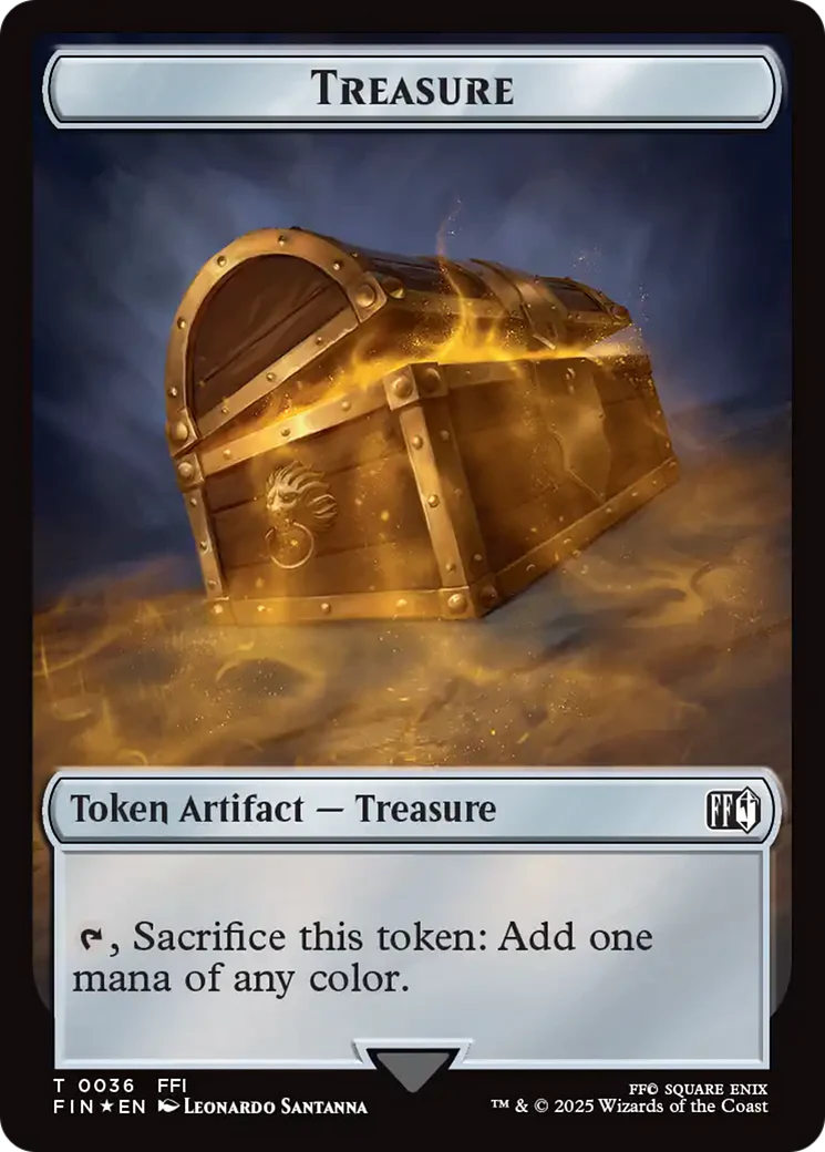 Foretell // Treasure Double-Sided Token (Surge Foil) [FINAL FANTASY Commander Tokens] - Image 2
