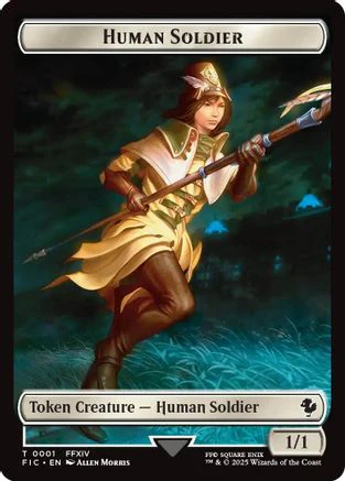 Human Soldier // Hero (0032) Double-Sided Token (Surge Foil) [FINAL FANTASY Commander Tokens] - Image 4