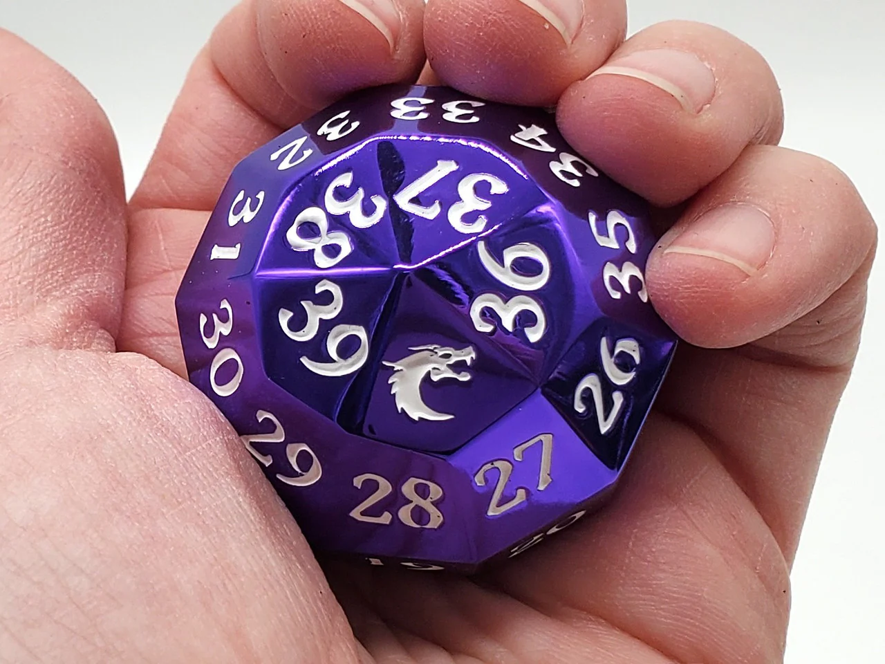 Old School Dice: Metal D40 Spindown - Electric Purple - Image 2