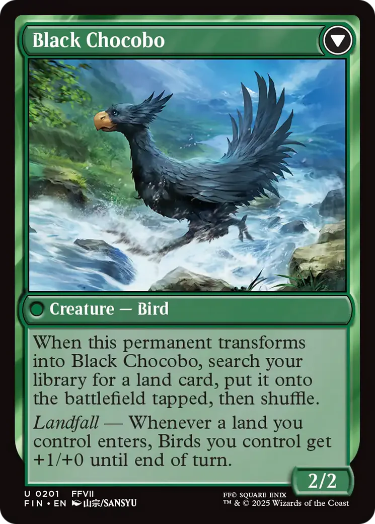 Sidequest: Raise a Chocobo // Black Chocobo (FIN-201) - FINAL FANTASY: (enchantment) Foil - Image 2