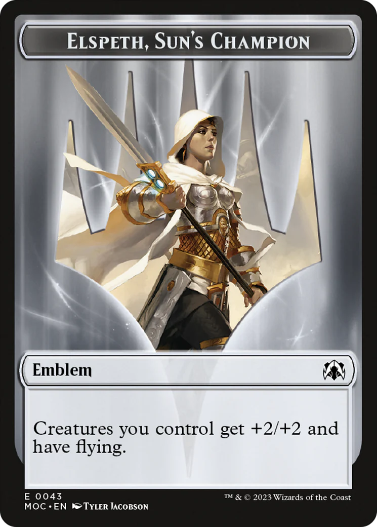 Warrior // Elspeth, Sun's Champion Emblem Double-Sided Token [March of the Machine Commander Tokens] - Image 2